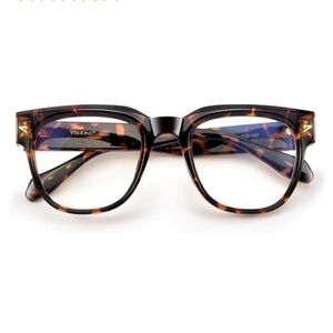 Square Blue Light Blocking Glasses Anti Glare Brown Tortoise Frame Eyeglasses